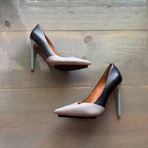 LAMB Cia Black  Pointed Toe Leather Heels Sz 6.5